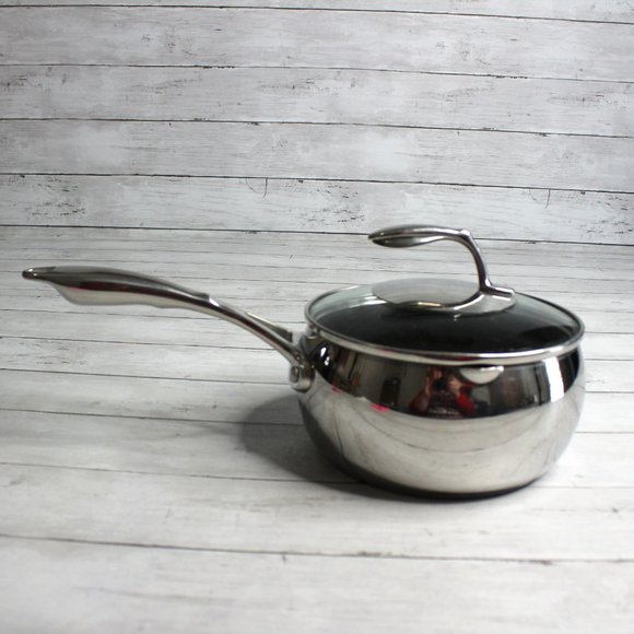 Tupperware Chef Series Non Stick 2.5 Qt Sauce Pan Stainless Steel Glass - Picture 2 of 7